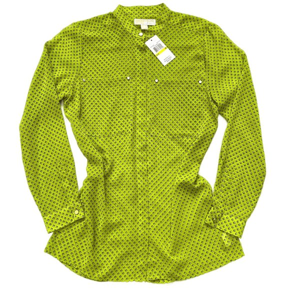 NWT Michael Kors mock neck bottom up blouse M $98 - Picture 1 of 12